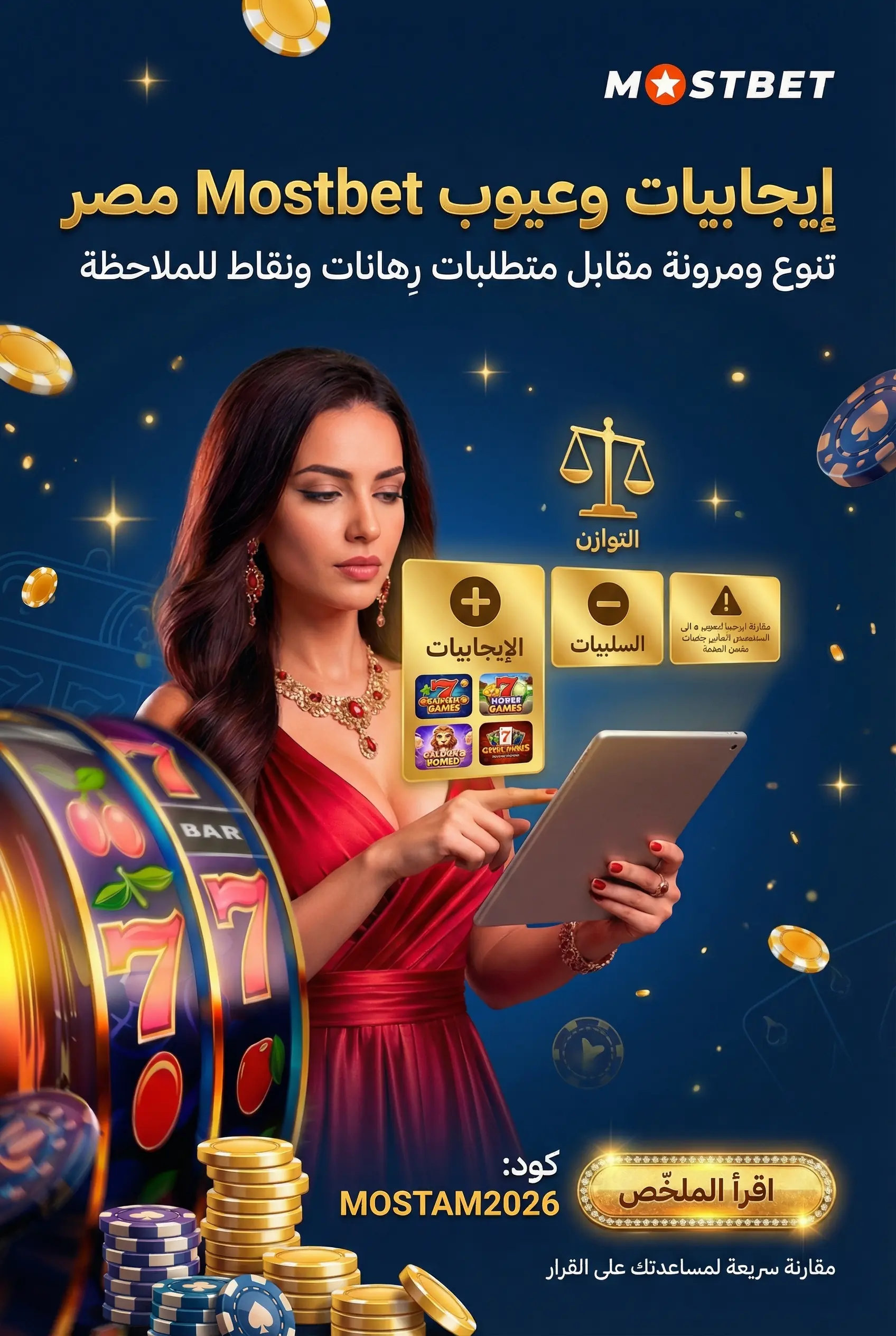إيجابيات وسلبيات Mostbet مصر