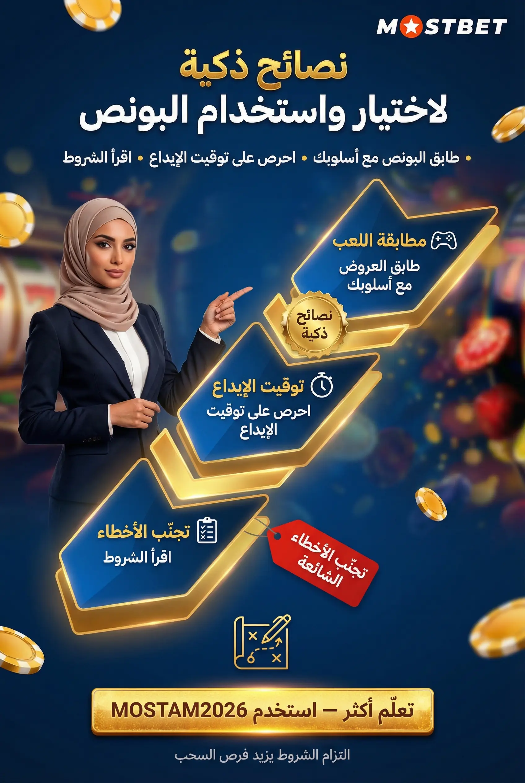 صورة توضح نصائح اختيار واستخدام البونص بذكاء